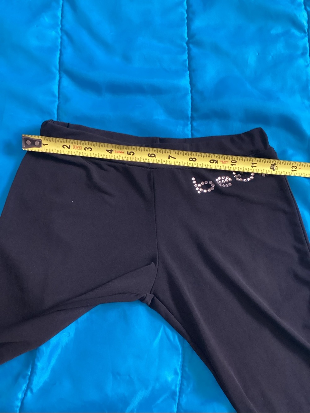 bebe Black Leggings with Rhinestone Logo - Picture 6 of 7